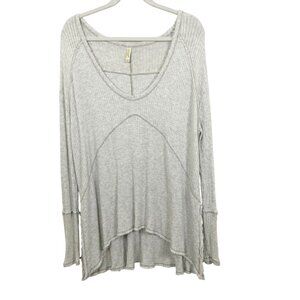 Free People Light Gray Waffle Knit Thermal Drippy Tunic - Size Medium